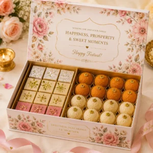 Barfi & Laddu Sweet Box – Floral Print | Color kraft