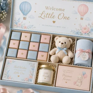 Baby Shower Gift Box – Baby Blue & Blush Pink | Color kraft