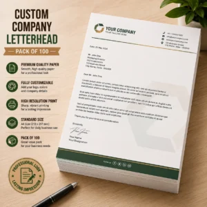 Custom Company Letterhead – Pack of 100 | Color kraft