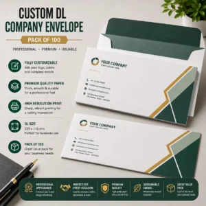 Custom DL Company Envelope – Pack of 100 | Color kraft