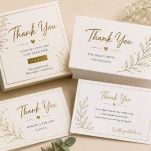 Custom Thank You Note Card Pack – 20 Pieces | Color kraft