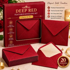Deep Red Textured Envelope – Pack of 20 | Color kraft