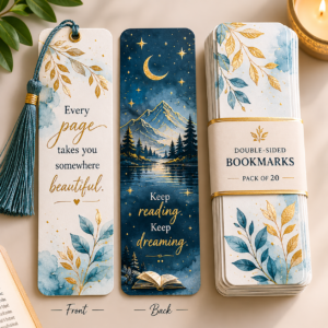 Double-Sided Bookmark with Gold Foil – Pack of 20 | Color kraft