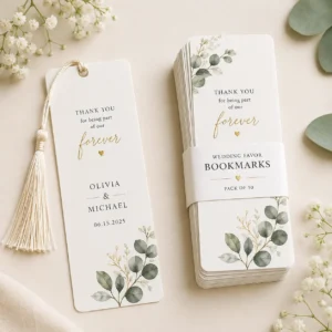 Wedding Favor Bookmark – Custom – Pack of 50 | Color kraft
