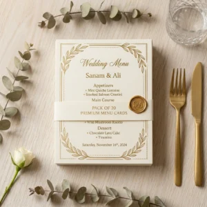 Gold Foil Wedding Menu Card – Pack of 20 | Color kraft