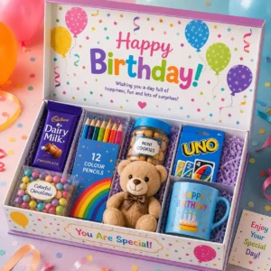 Kids Birthday Gift Box – Balloon & Confetti Print | Color kraft