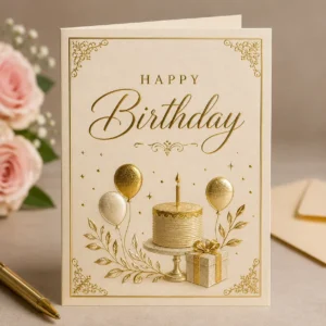 Luxury Birthday Card – Gold Foil Embossed | Color kraft