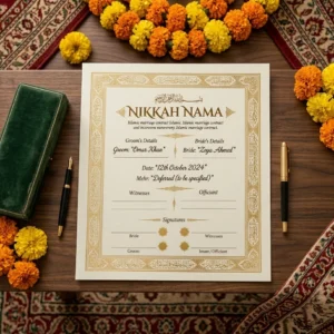 Premium Gold Border Nikkah Nama | Color kraft