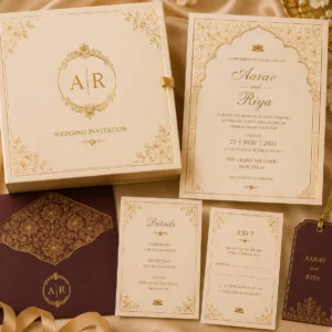 Premium Gold Foil Wedding Invitation Card Set | Color kraft