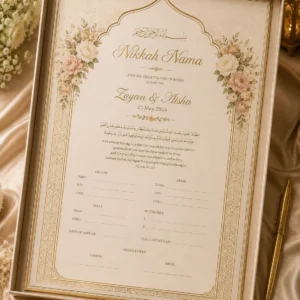 Premium Nikkah Nama – Custom Keepsake Print | Color kraft