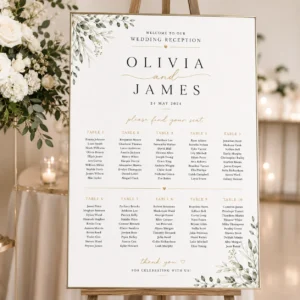 Seating Chart Poster – A1 Wedding Reception | Color kraft