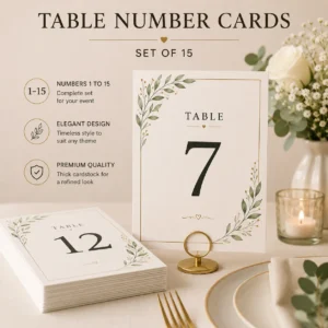 Table Number Cards – Set of 15 | Color Craft