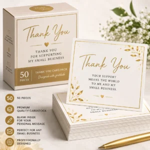 Thank You Card Pack – Small Business – 50 Pieces | Color kraft