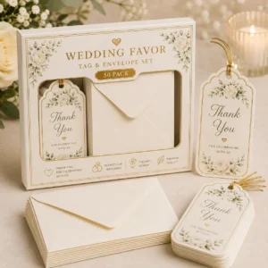 Wedding Favor Tag & Envelope Set – Pack of 50 | Color kraft
